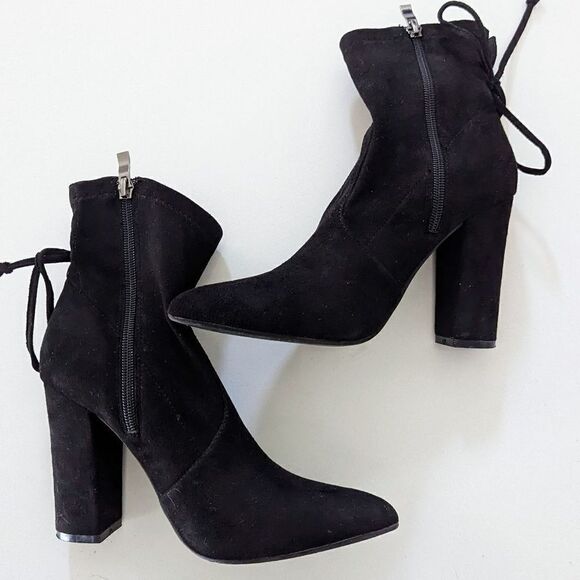 Women's Catherine Malandrino Sorchanie Black Ankle Boots Witchy Gothcore Sleek 7 - Picture 6 of 7